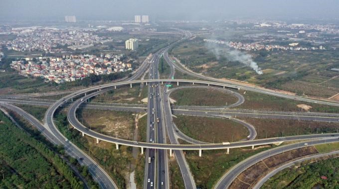 Nút giao đường vành đai 3 với cao tốc Hà Nội - Hải Phòng khánh thành hồi tháng 1 năm 2021
