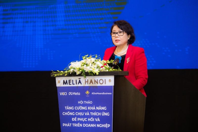 Bà Nguyễn Thị Tuyết Minh, Chủ tịch Hội đồng Doanh nhân nữ Việt Nam phát biểu