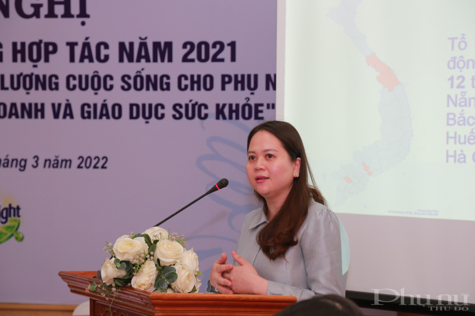 Bà Đặng Cẩm Tú nhấn mạnh, chương trình phụ nữ Việt tự tin làm kinh tế, nâng cao chất lượng cuộc sống, xây dựng gia đình có sinh kế bền vững đã triển khai các hoạt động hỗ trợ phụ nữ tại 12 tỉnh, thành trên cả nước.