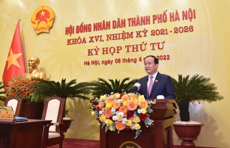 Chủ tịch HĐND TP Hà Nội Nguyễn Ngọc Tuấn phát biểu bế mạc kỳ họp
