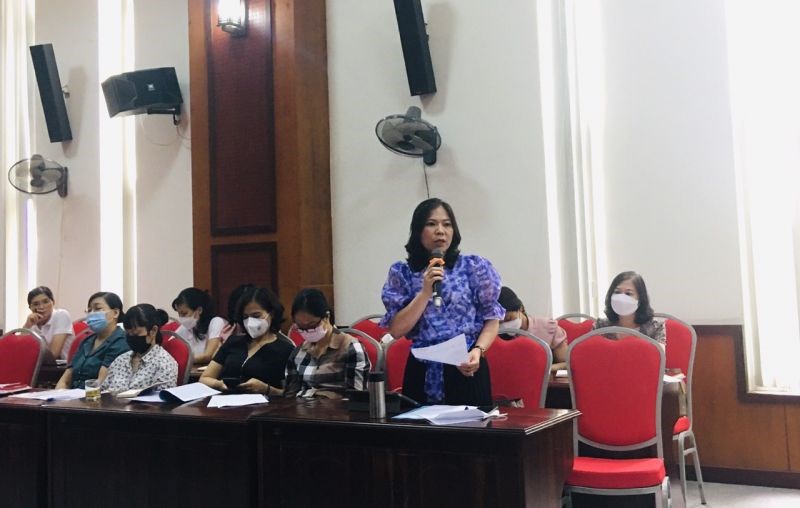 Chủ tịch Hội LHPN huyện Sóc Sơn Nguyễn Thị Kim Tuyến phát biểu chỉ đạo tại hội nghị