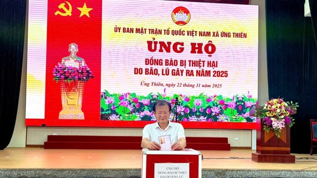 Xã Ứng Thiên phát động ủng hộ đồng bào miền Trung, Tây Nguyên khắc phục thiệt hại do mưa lũ