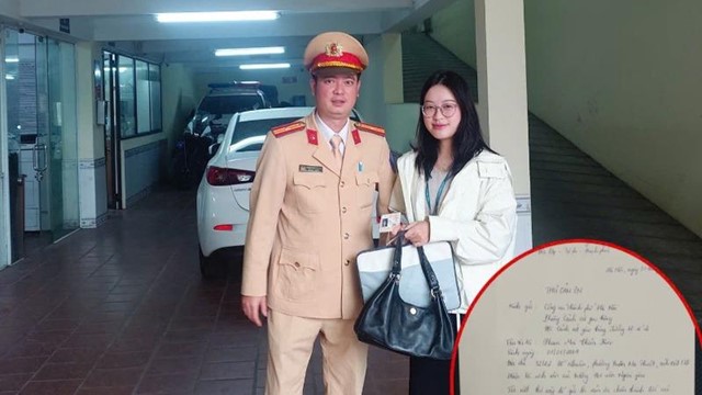 Tìm lại được tài sản đánh rơi, nữ sinh viên Học viện Ngoại giao viết thư cảm ơn cánh sát giao thông