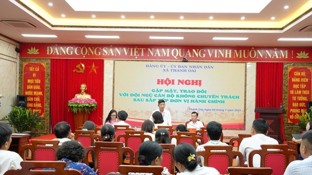 Xã Thanh Oai: Gặp mặt trao đổi với đội ngũ cán bộ không chuyên trách sau sắp xếp đơn vị hành chính