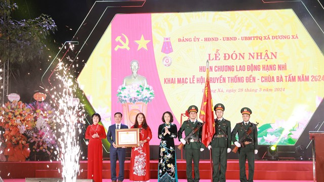 Xã Dương Xá đón nhận Huân chương Lao động hạng Nhì và khai mạc Lễ hội truyền thống Đền - Chùa Bà Tấm 2024