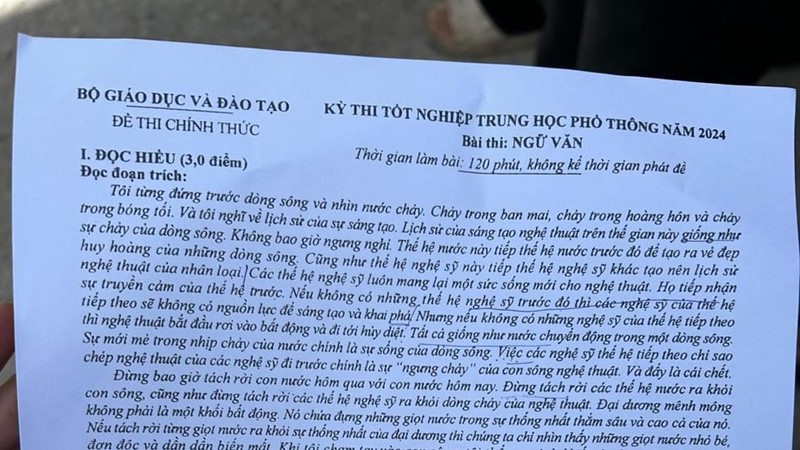 Tác phẩm Đất nước vào đề thi tốt nghiệp THPT  môn Ngữ văn 