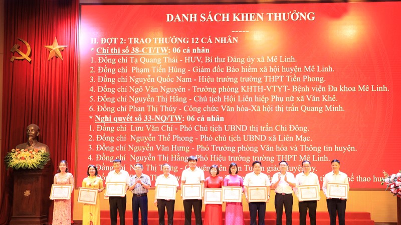 Huyện ủy Mê Linh: Thực hiện hiệu quả Chỉ thị số 38-CT/TW và Nghị quyết số 33-NQ/TW