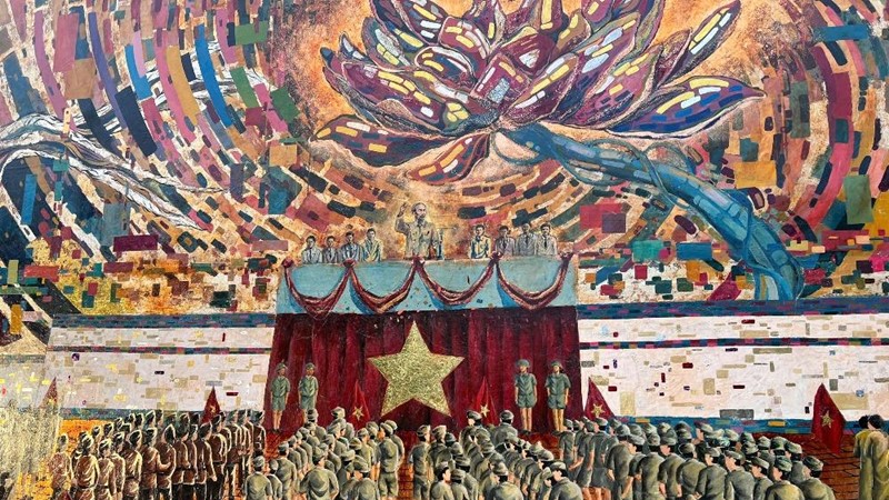 “Mùa xuân Độc lập” trong sắc màu sơn mài: Lời tri ân từ một họa sĩ trẻ