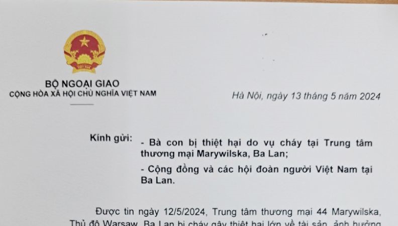 Thứ trưởng Lê Thị Thu Hằng gửi thư thăm hỏi bà con bị thiệt hại tại vụ cháy ở Ba Lan