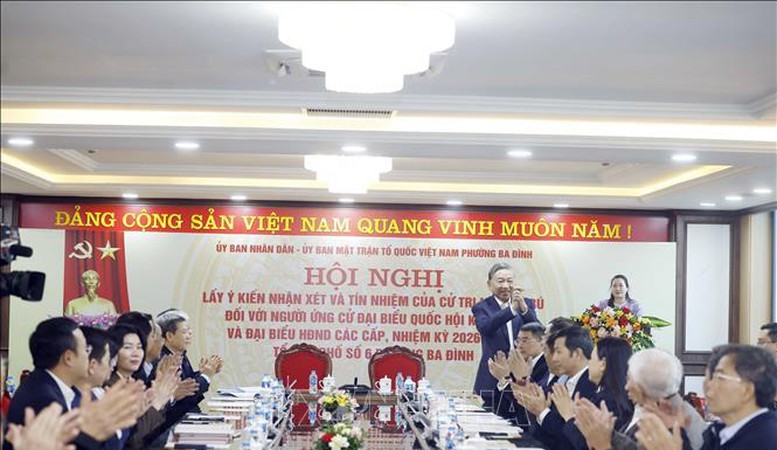 Tổng Bí thư dự Hội nghị lấy ý kiến cử tri nơi cư trú đối với người ứng cử đại biểu Quốc hội khóa XVI