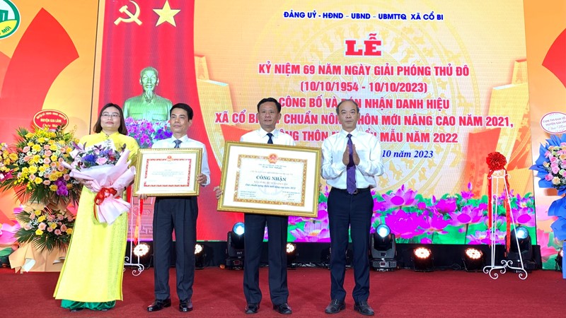 Xã Cổ Bi đón nhận danh hiệu “Xã đạt chuẩn nông thôn mới nâng cao” và “Nông thôn mới kiểu mẫu” 