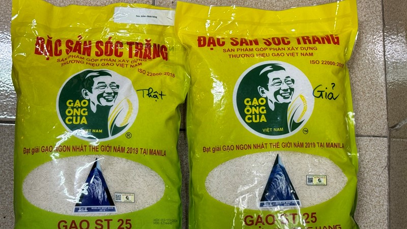 Phát hiện 6 cơ sở kinh doanh gạo có dấu hiệu giả mạo nhãn hiệu ST25