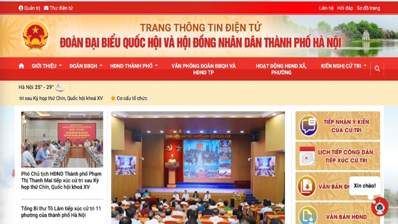 Trang thông tin điện tử của Đoàn ĐBQH và HĐND TP Hà Nội có giao diện mới