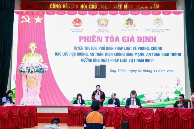 Xã Ứng Thiên: Phiên toà giả định giúp xây dựng môi trường học đường an toàn