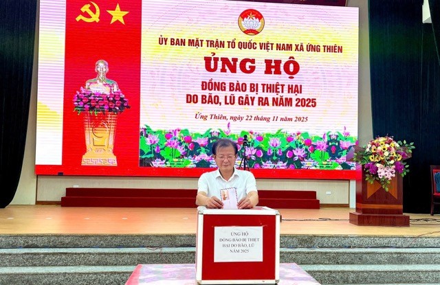 Xã Ứng Thiên phát động ủng hộ đồng bào miền Trung, Tây Nguyên khắc phục thiệt hại do mưa lũ