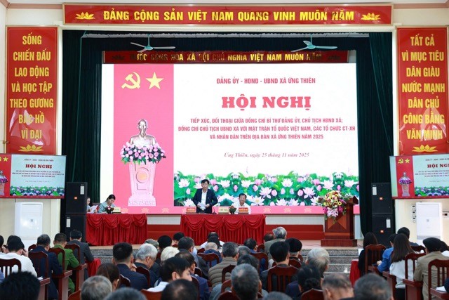 Lãnh đạo xã Ứng Thiên đối thoại trực tiếp, lắng nghe ý kiến nhân dân 