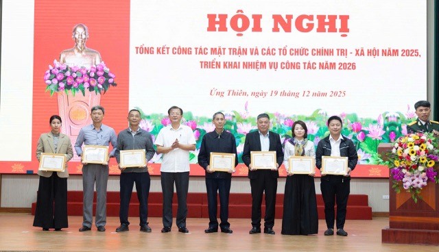 Phát huy sức mạnh đại đoàn kết, MTTQ xã Ứng Thiên hoàn thành toàn diện nhiệm vụ năm 2025