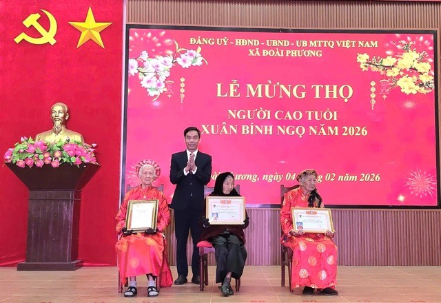 Xã Đoài Phương mừng thọ người cao tuổi dịp Tết Bính Ngọ 2026