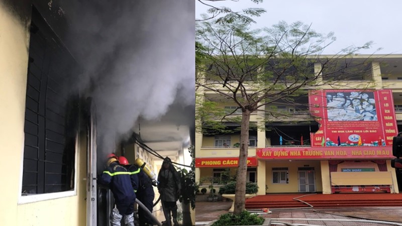 Hà Đông: Kịp thời khống chế đám cháy tại trường THCS Văn Quán