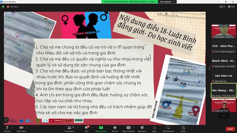Trẻ em tìm hiểu về luật bình đẳng giới