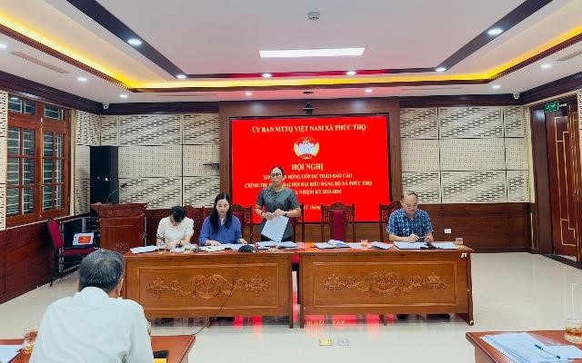 Xã Phúc Thọ tổ chức Hội nghị lấy ý kiến góp ý vào Dự thảo Báo cáo chính trị trình Đại hội Đảng bộ xã lần thứ Nhất