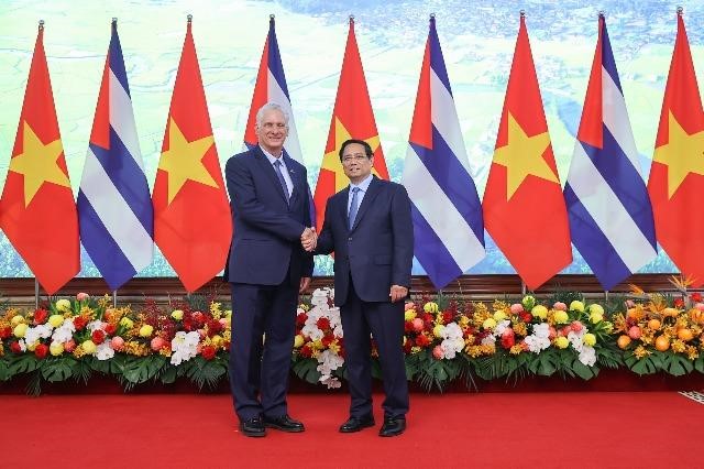 Bí thư Thứ nhất, Chủ tịch nước Cuba Miguel Diaz Canel hội kiến Thủ tướng Chính phủ Phạm Minh Chính
