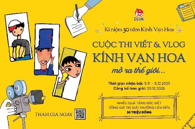 Nhà xuất bản Kim Đồng tổ chức Cuộc thi Viết & Vlog: “Kính Vạn Hoa mở ra thế giới…” nhân kỉ niệm 30 năm ra mắt bộ truyện Kính Vạn Hoa