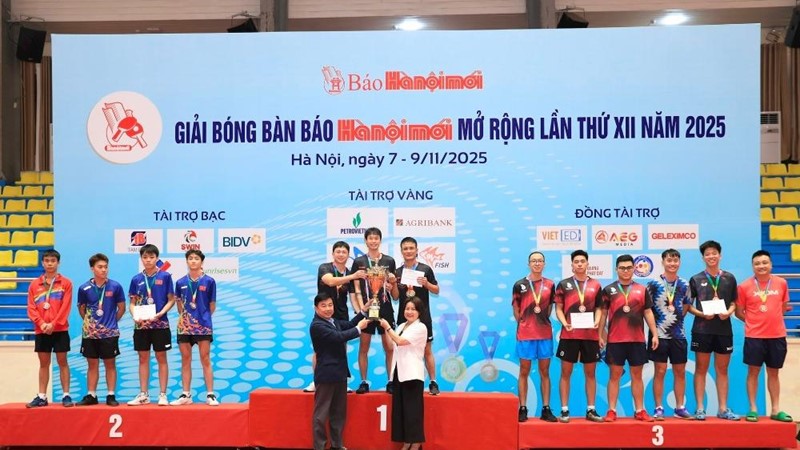 Trao giải Bóng bàn Báo Hànộimới mở rộng năm 2025