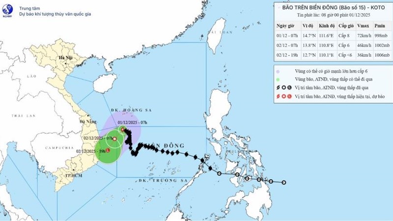 Bão số 15 gây biển động mạnh vùng giữa Biển Đông, tàu thuyền cần cảnh giác cao