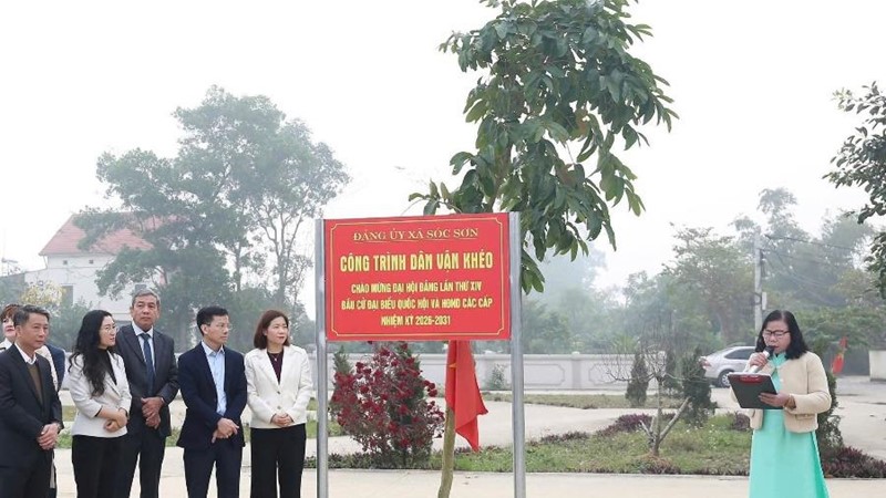 Xã Sóc Sơn gắn biển công trình “Dân vận khéo” chào mừng thành công đại hội Đảng toàn quốc lần thứ XIV