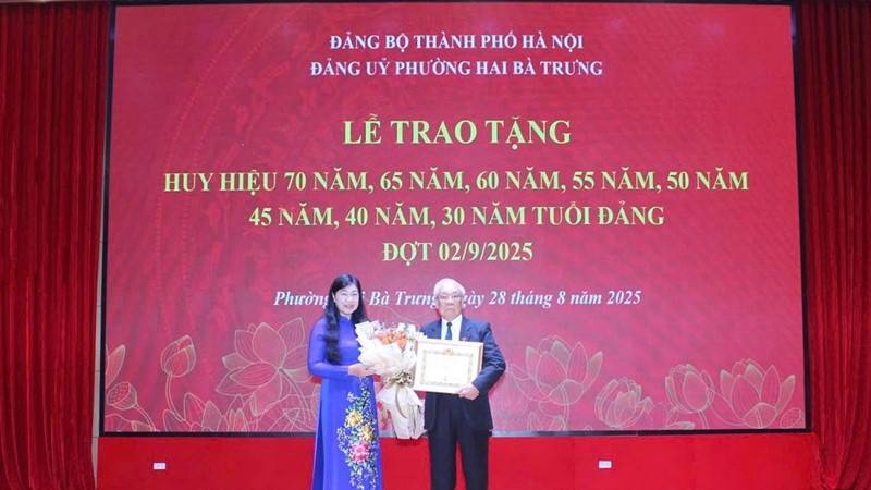124 đảng viên Phường Hai Bà Trưng được trao tặng Huy hiệu Đảng 