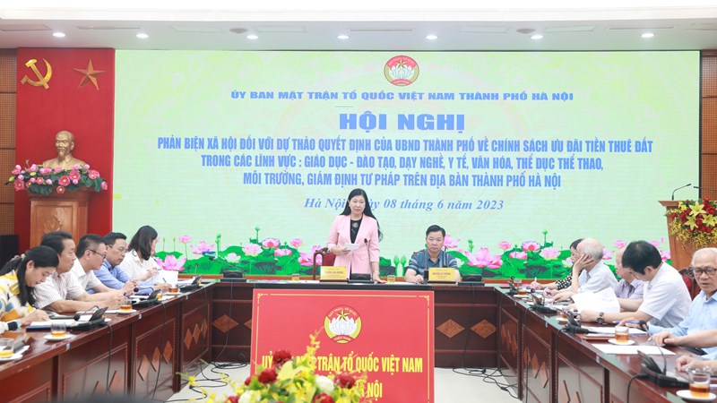 Ủy ban MTTQ Việt Nam Thành phố phản biện xã hội đối với Dự thảo về chính sách ưu đãi tiền thuê đất