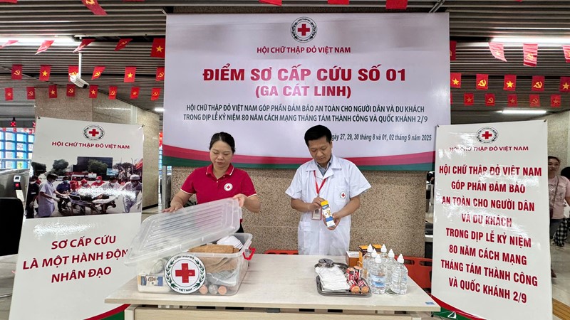 Hội Chữ thập đỏ Việt Nam triển khai điểm sơ cấp cứu tại các ga đường sắt phục vụ Đại lễ 