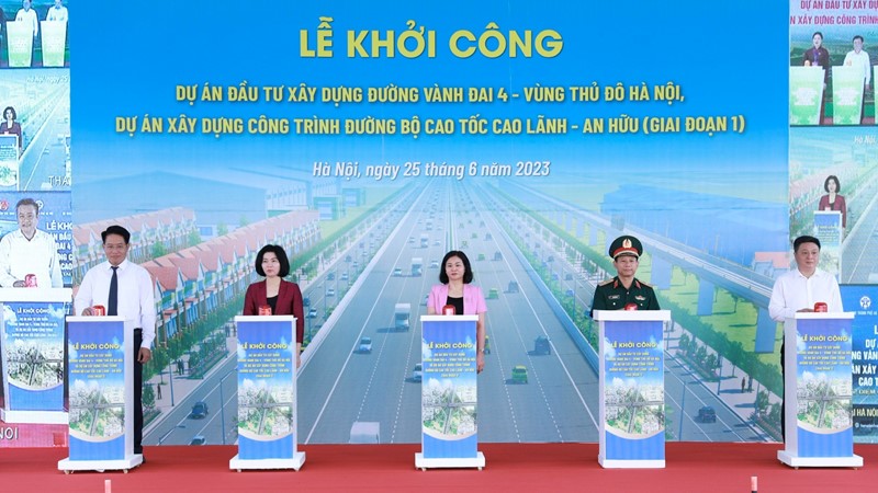 Khởi công dự án đầu tư xây dựng đường vành đai 4 tại Thanh Oai