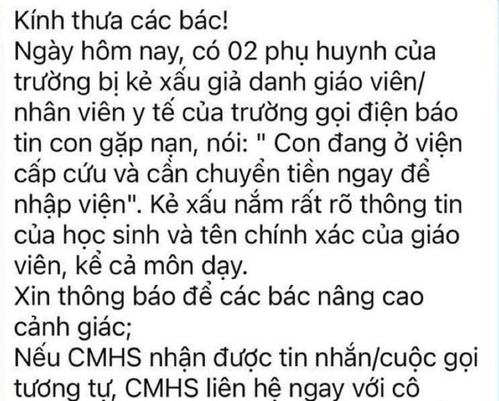 Hà Nội xuất hiện chiêu lừa 'con đang cấp cứu, chuyển tiền gấp'