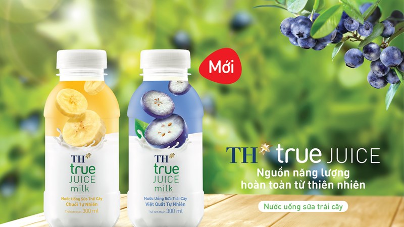 Nạp nguồn năng lượng hoàn toàn từ thiên nhiên với TH true JUICE milk Việt quất và Chuối