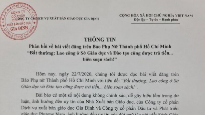 Sở Giáo dục TPHCM bác thông tin "lao công được trả thù lao viết sách giáo khoa"